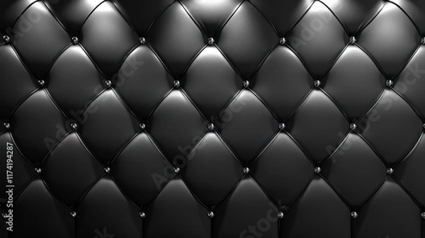 Fototapeta Premium black tufted velvet leather upholstery background with elegant geometric diamond pattern  Minimalist modern design with smooth luxurious texture and premium material