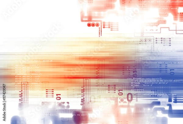 Obraz blue geometric  shape abstract technology background