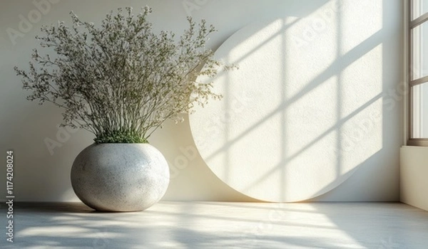 Fototapeta Round Embroidered Patch Mockup on Soft White Background