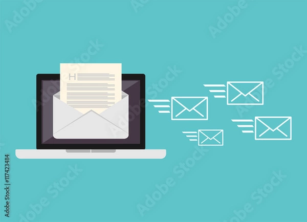 Fototapeta Sending messages. Sending email.