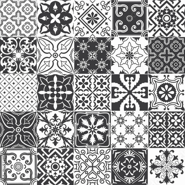 Fototapeta Big vector set of tiles background.