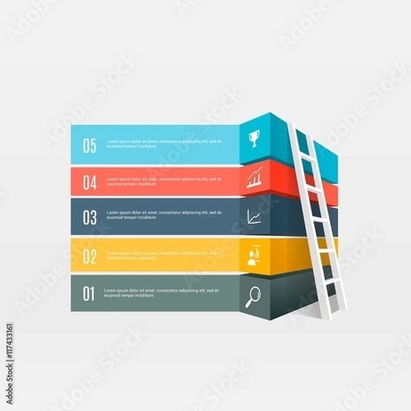 Fototapeta Colorful banners infographic with a ladder