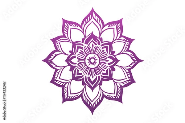 Obraz Mandala created with clean, detailed contour lines, showcasing symmetrical geometric and floral patterns. Minimalistic design with an artistic, balanced aesthetic