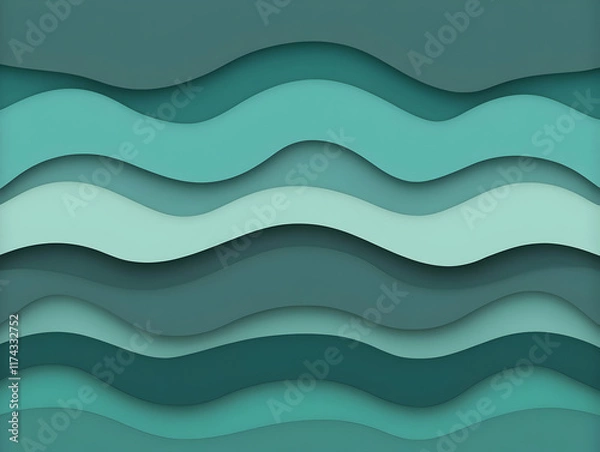 Fototapeta Teal Wave Abstract Background Illustration