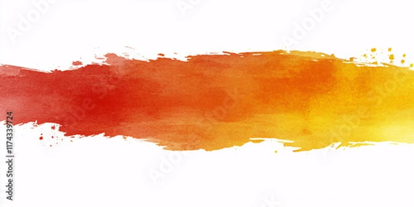Fototapeta A vibrant abstract watercolor painting featuring a bold brush stroke gradient from red to yellow.