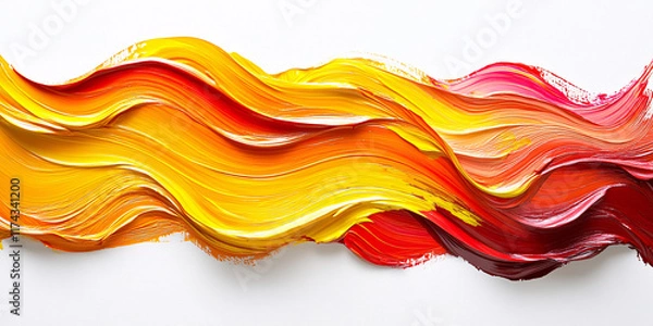 Fototapeta Dynamic swirling strokes of vibrant yellow, orange, and red paint create an abstract visual masterpiece.