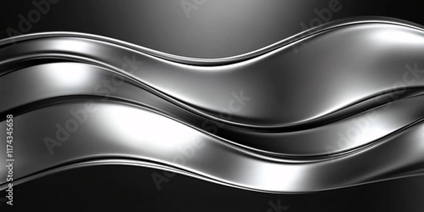 Fototapeta Abstract image of sleek silver waves.