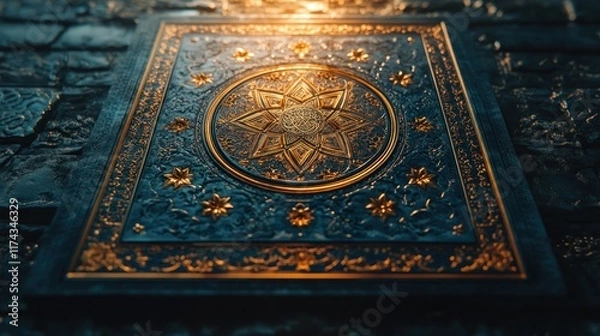 Fototapeta Ornate decorative panel featuring intricate designs and a central star motif.