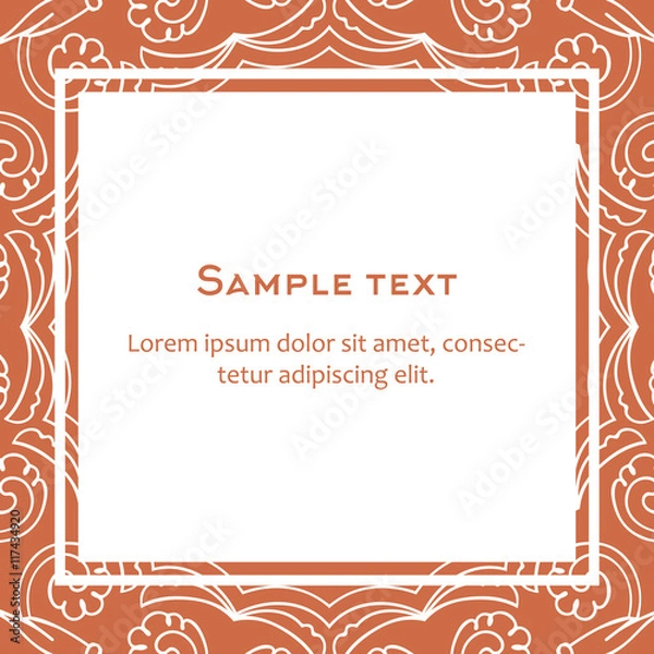 Obraz Vector background with square frame and celtic ornament. Template for menu, gift card or packing.