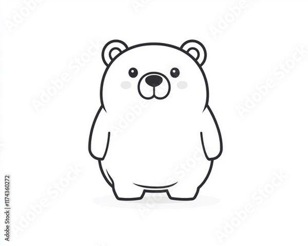 Fototapeta A simple flat illustration of a teddy bear on a white background. Using minimalist lines and shapes, this cute cartoon-like character exudes charm and playful appeal.