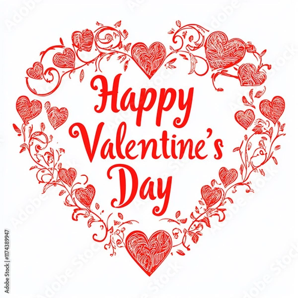 Fototapeta Happy valentines day text in on red hearts, suitable for decoration gift celebrating valentine background 