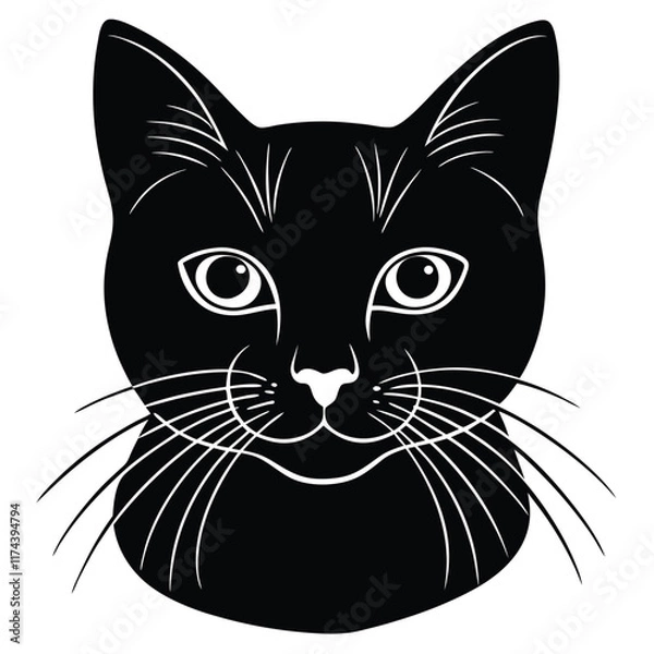 Fototapeta black and white cat vector 