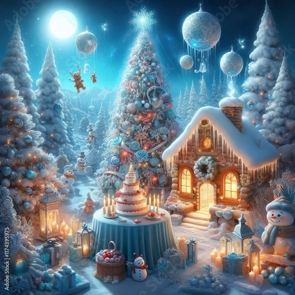 Obraz Festive celebrations in snow and ice settings