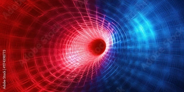 Fototapeta Red and blue spiral with a hole in the middle