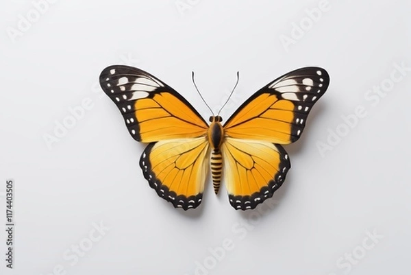 Fototapeta there is a butterfly that is sitting on a white surface