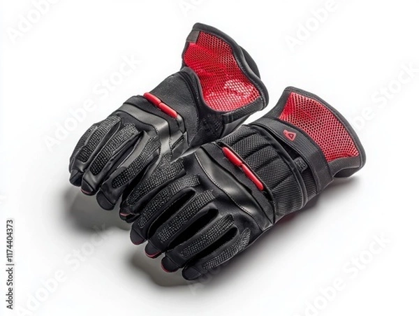 Fototapeta High-Performance Black and Red Protective Gloves for Various Activities