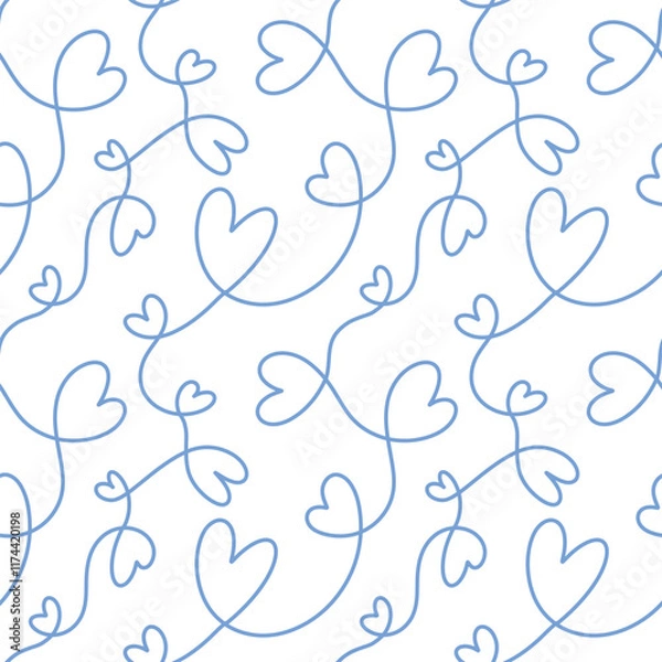 Fototapeta Seamless Blue Connected Hearts Pattern