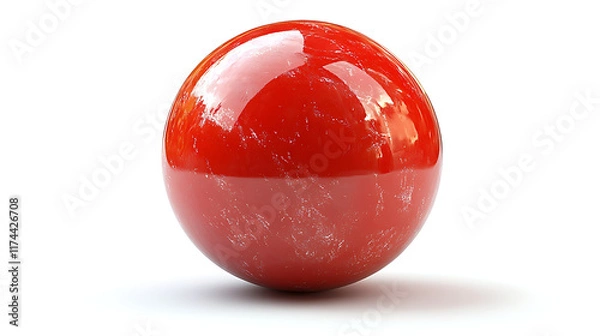 Fototapeta Shiny red sphere with subtle texture isolated on white background.