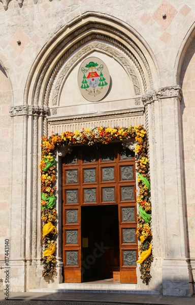 Obraz front door of the Cathedral in Vicenza city in Italy