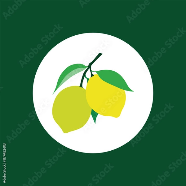 Fototapeta Lemon Icon Vector for Fresh Citrus Design Elements