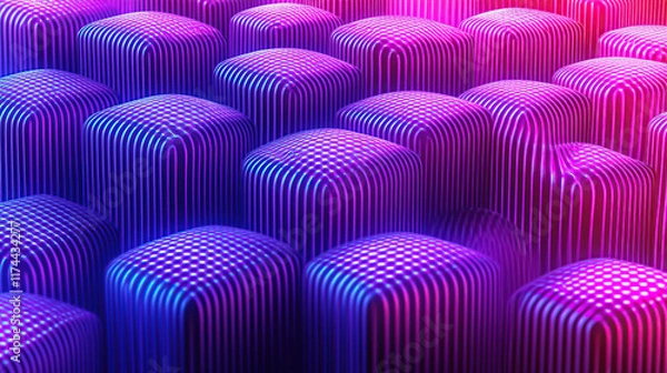 Obraz Geometric illustration with a vibrant color scheme, showcasing numerous reflective cubes.