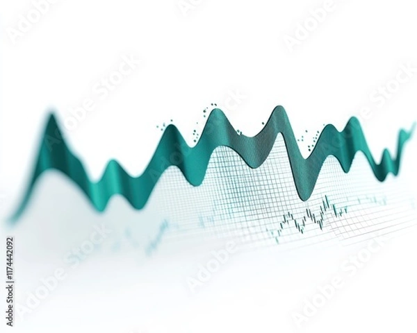 Fototapeta Abstract digital graph showcasing statistical data trends and analytics over time.