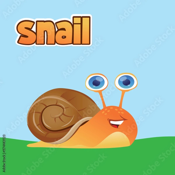 Fototapeta Colorful Snail Vector Illustration in Natural Setting
