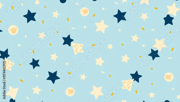 Fototapeta Abstract Blue Background with Yellow Stars