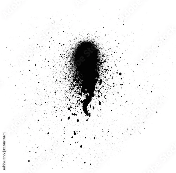 Fototapeta Teardrop Shaped Spray Paint Mark with Splatter Drips