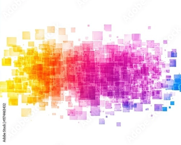 Fototapeta Vibrant abstract graphic with colorful squares and dynamic shapes for creative projects.