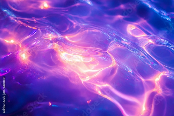 Fototapeta Shimmering Liquid Light: A flowing, liquid-like surface that reflects and refracts soft, radiant light, creating an abstract composition of glimmering ripples and luminous waves.