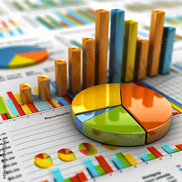 Obraz Colorful Chart Background for Data Visualization and Reports