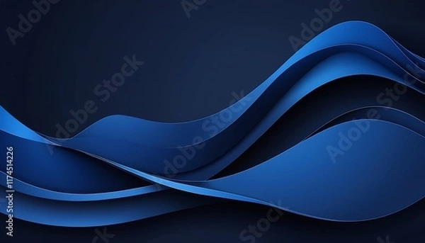 Fototapeta dark blue abstract waves banner design. elegant wavy paper layer vector background 