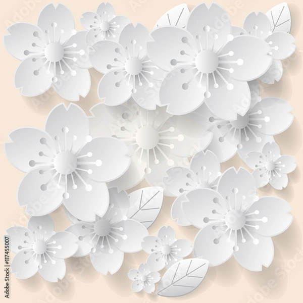 Obraz Paper flower background. Vector stock.