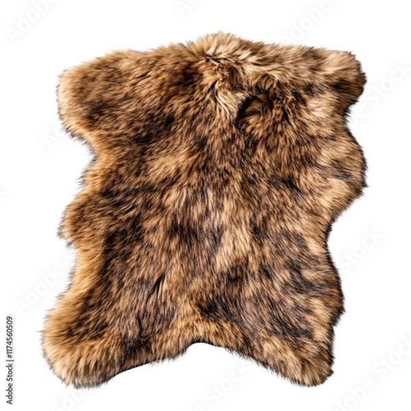 Fototapeta A top-down view of an animal fur rug on a transparent background