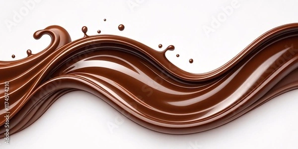 Fototapeta Liquid Chocolate Wave with Glossy Splash and Swirling Motion Close-Up V6
