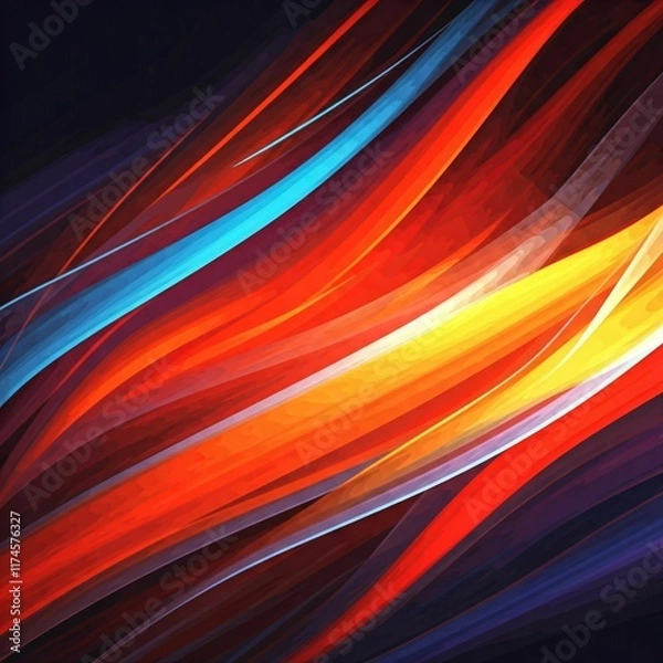 Fototapeta An abstract background with bold, flowing colors, fluid brushstrokes, and overlapping geometric shapes, creating a dynamic visual.