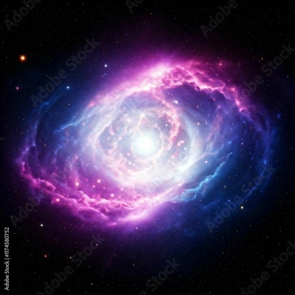 Fototapeta A deep space background with swirling galaxies, distant stars, and nebula clouds in vibrant colors of purple, pink, and blue.