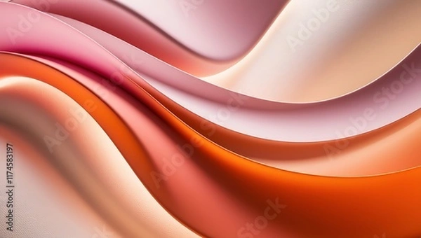 Obraz Abstract flowing waves in warm gradient tones of orange, red, and pink creating a smooth, elegant, and vibrant design for creative digital art, backgrounds, or decorative projects