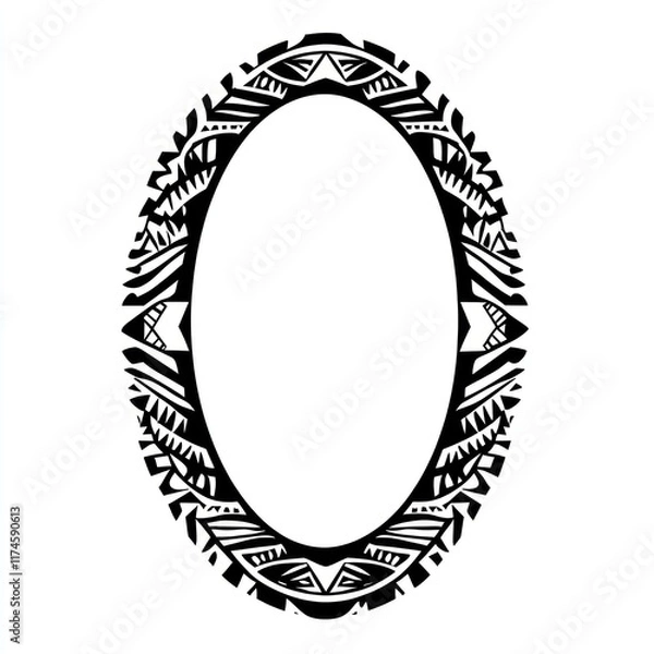 Fototapeta Abstract Oval Frame With Intricate Black And White Design