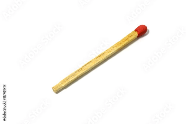 Fototapeta Close up of a red match stick isolated on a white background with clipping path