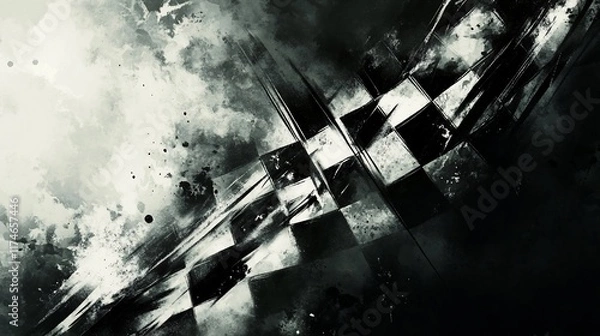 Fototapeta Abstract checkered flag design with grunge texture. (2)