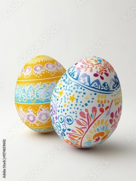 Fototapeta Easter Eggs White or transparent background Generative AI