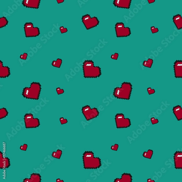 Fototapeta 8bit  hearts pattern