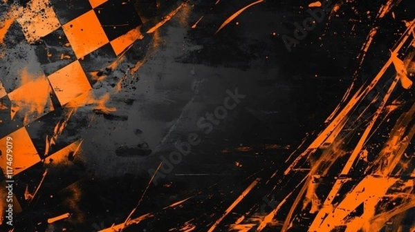 Obraz Grunge checkered flag background with distressed texture. (6)