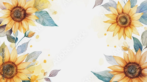 Obraz Elegant wedding invitation card background vector. Minimal hand painted watercolor botanical flowers texture template background. Design for wedding, vip cover, poster, rsvp moderncard.Valentine's Day