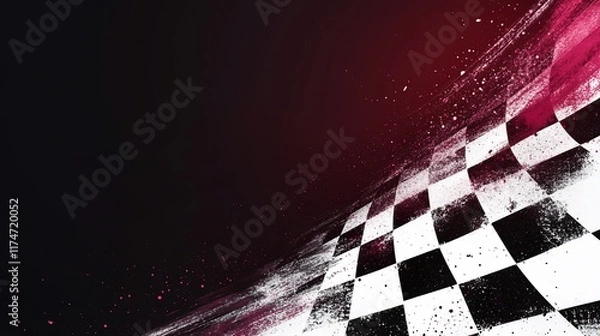 Fototapeta Checkered flag background with motion blur and grunge texture.