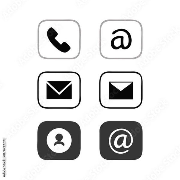Fototapeta Modern Contact Icons Vector for Business and Personal Use