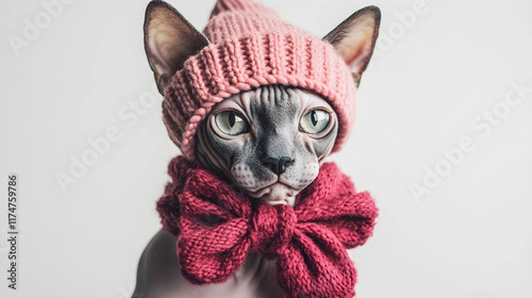 Fototapeta Whimsical Sphynx Elegance: A Portrait of Charm and Style