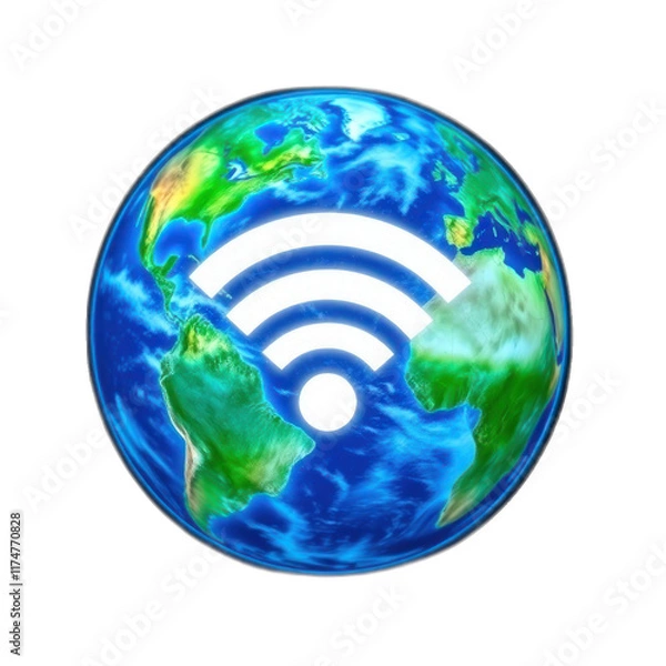 Fototapeta Global internet connection, worldwide network, digital communication, earth background, website banner.